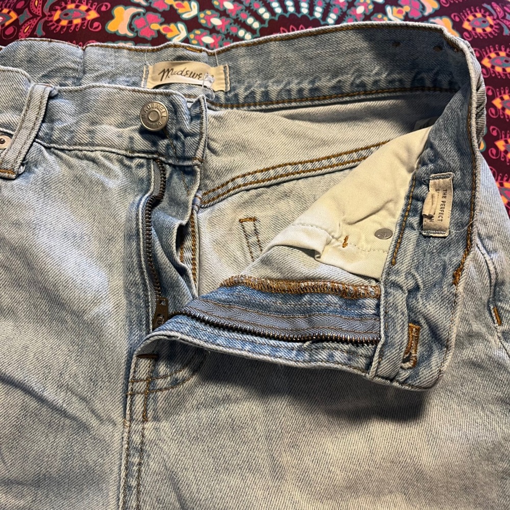 Madewell The Perfect Summer Jean Light Wash High Rise Raw Hem Denim Shorts 26 - Picture 4 of 4
